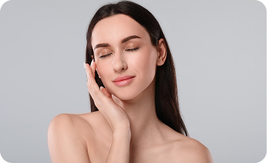 Woman with rejuvenated skin after a PRF Bio-CARE treatment at Desert Med Rejuvenation.